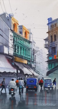 Zahid Ashraf, 12 x 24 inch, Acrylic on Canvas, Cityscape Painting, AC-ZHA-092